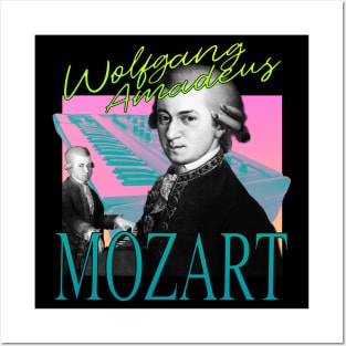 Wolfgang Amadeus Mozart - Retro 80's Synth Band Neon Aesthetic Posters and Art